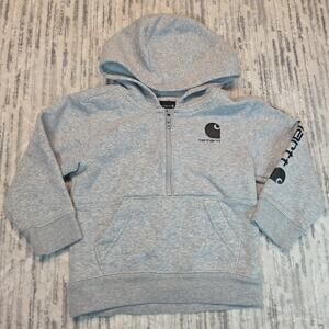 CARHARTT LIGHT GRAY HOODIE LONG-SLEEVE HALF-ZIP SWEATSHIRT Sz 2T Kids
